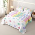 thumbnail image 3 of Erosebridal Kawaii Rainbow Stars Twin Quilt Set,Cute Colorful Lines Art Twin Coverlet Set For Girls,2-Piece, 3 of 7