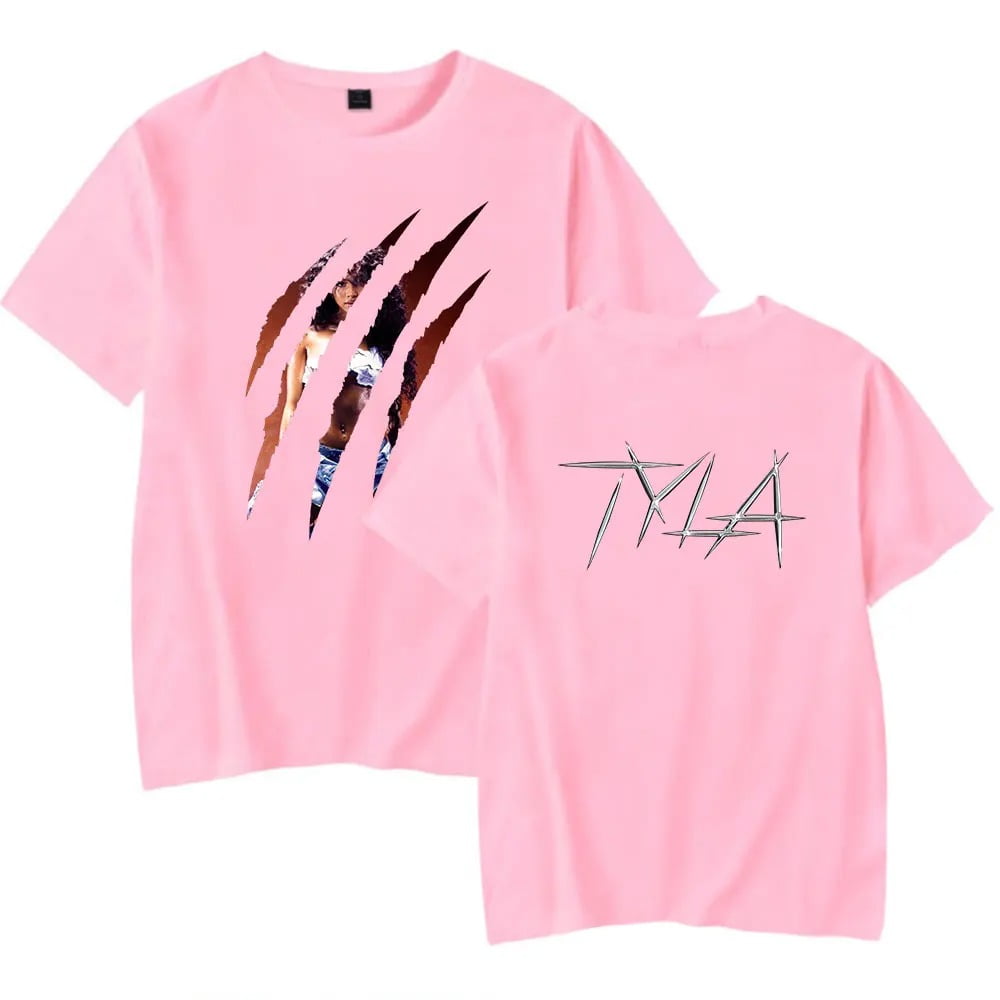 人気カラーの Men Women Tee Sleeve Short Scratch Tyla Crewneck T-shirt Fashion トップス