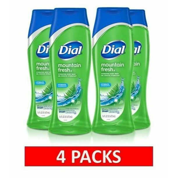 4 Pack of Dial Mountain Fresh Hydrating Body Wash, 16 oz/each
