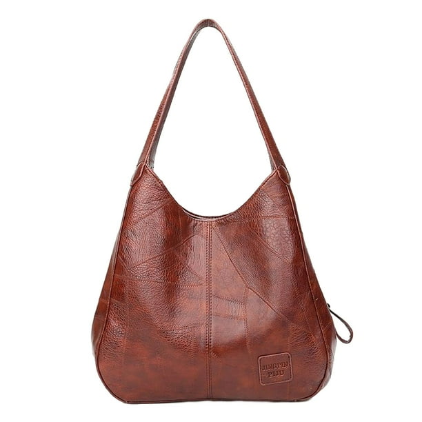 Bolso de hombro de cuero jinwen Bolsos de hombro para mujer Marrón
