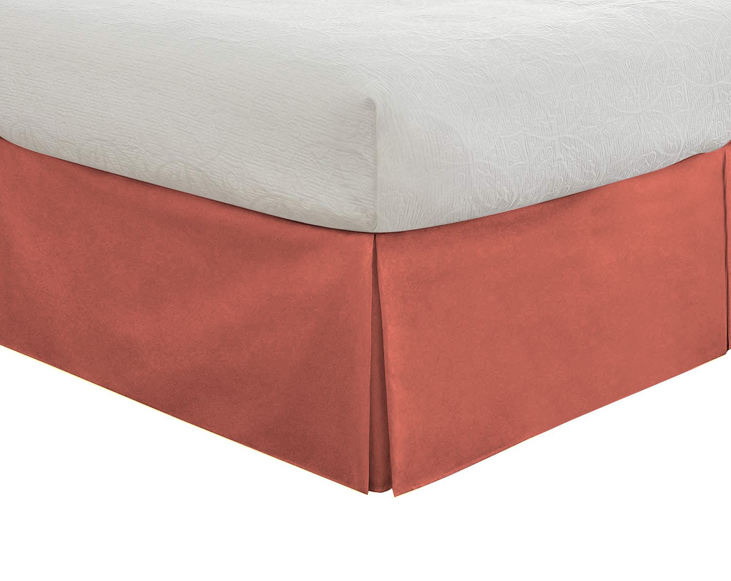 D.N.G. BEDDINGS 1 Piece Split Corner Tailored Bed Skirt, 21 Inch Deep Pocket, 800 Thread Cotton 100% Egyptian Cotton, King Size (76" x 80") Inch, Solid Brick Red