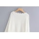thumbnail image 3 of Suéter de punto suelto con cuello en V para mujer Suéter de manga larga rasgado Suéter Crop Top Suéteres Blanco JAMW Sencillez, 3 of 5