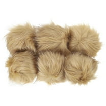 Uxcell Faux Fur Pom Poms for Hats, Fluffy Soft Fur Poms Balls with Elastic Loop, Khaki 6Pack