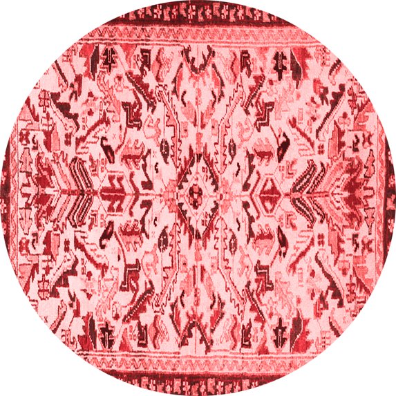 Ahgly Company Indoor Round Animal Red Traditional Area Rugs, 5' Round