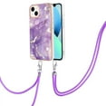 thumbnail image 1 of SaniMore for iPhone 14 Plus 6.7" 2022 Case with Detachable Crossbody Lanyard Shockproof TPU Backplane Marble Pattern Luxury Fashion Anti-drop Slim Lightweight Cover For iPhone 14 Plus, Purple, 1 of 4