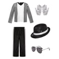 thumbnail image 2 of Pop Star Cosplay Costume Set Sequin Top with Pants and Hat with Sunglasses and Glove for Stage Performance Show Halloween Party Role Play L, 2 of 4