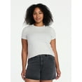 thumbnail image 2 of Time and Tru Women's Slim Fit Crewneck Tee with Short Sleeves, Sizes XS-XXXL, 2 of 6