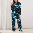 thumbnail image 2 of Picia Lightning Pattern Women’s Long-Sleeve Sleepwear Set - Soft 2-Piece Loungewear with Pockets, Comfy PJs for Relaxing Nights-X-Large, 2 of 7