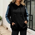 thumbnail image 2 of Qiggri Women's Oversized Embroidered Hoodies 2026 Sweatshirts Long Sleeve Pullover with Kangaroo Pocket Stripe Side Patchwork Tops Casual Fall Winter Outfits L, 2 of 8