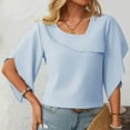 thumbnail image 2 of ZyeKqe Business Casual Tops for Women 3/4 Length Sleeve Top Asymmetrical V Neck Top Loose Fitted Chiffon Blouses, 2 of 6