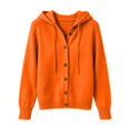 thumbnail image 3 of GILIGEGE Women Fall Winter Solid Color Chunky Knit Long Sleeve Button Front Button Up Hooded Cardigan Sweater Jacket Casual Stylish Daily Fashion Outerwear Autumn Winter Office Home Clothing Orange M, 3 of 6