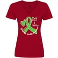 thumbnail image 3 of Inktastic Love and Care Mental Health Awareness Green Ribbon Women's V-Neck T-Shirt, 3 of 5