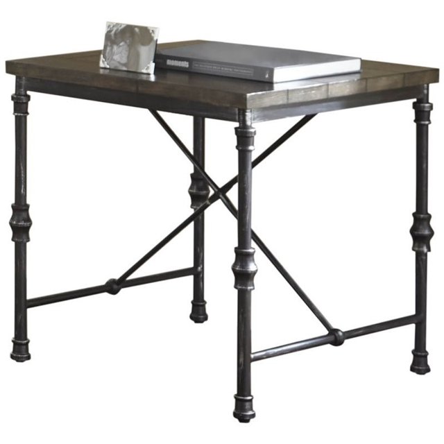 Steve Silver Table d'Extrémité Carrée Industrielle Lillian en Chêne Foncé