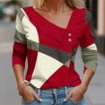 thumbnail image 2 of FAIWAD Long Sleeve Tunic Tops for Womens V Neck Button Down Tops Color Block Slim Lightweight Pullover Tops, 2 of 4