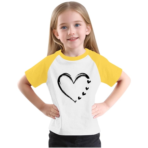 ZyeKqe Baby Clothes Toddler Boys Girls T Shirts Cute Heart Print Short Sleeve Soft Comfy Loose Fitted Tees