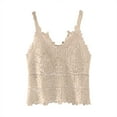 thumbnail image 3 of CFLVAEK Lace Tank Tops for Women Loose Fit V Neck Going Out Top Summer Casual Sleeveless Shirts Eyelet Embroidered Outfits Beige Free Size, 3 of 4