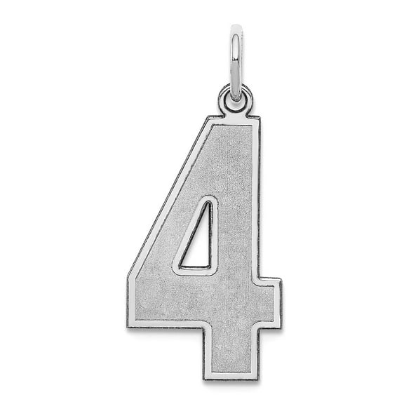 925 Sterling Silver Solid Polished and satin Large Satin Sport game Number 4 Charm 25x11mm Wide Pendant Necklace for Wom