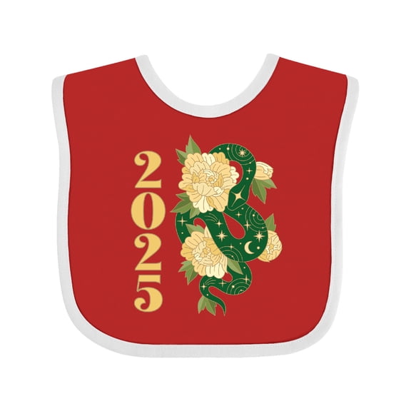 Inktastic 2025 Year of the Snake Chinese New Years Boys or Girls Baby Bib