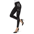 thumbnail image 3 of MeMoi Sexy Moto Pleather Accent Shaping Leggings - Womens - Female, 3 of 5