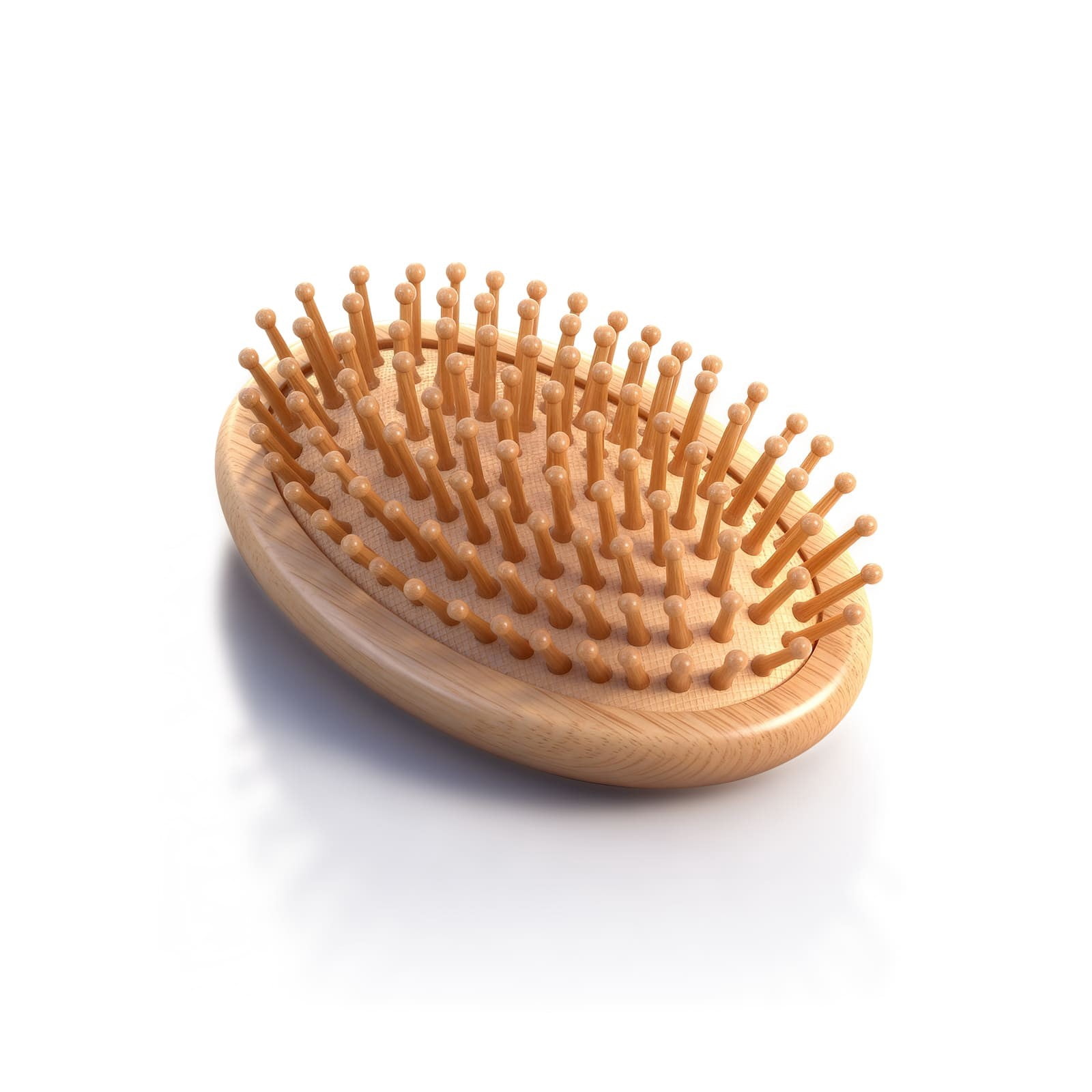 Weloille Natural Beech Wood Scalp Massage Brush, Portable No Handle Detangling Hair Brush for Women, Mini Wooden Bristles Comfortable Scalp Care, 103x68mm