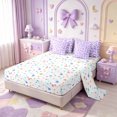 thumbnail image 3 of Manfei Cute Purple Bowtie 7-Piece Twin Bedding,Fashion Bowknot Heart Print Bedding Comforter Set,Colorful Stars Reversible, 3 of 7