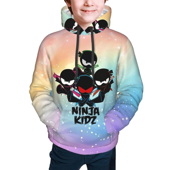 Ninja Kidz Hoodies Pullover For Boys Girls 3d Printed Hooded Sweatshirt Long Sleeves Small