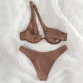 thumbnail image 4 of Lovzfmll Women's Bikini Set, Solid Color One Shoulder Underwire Top and Thong, Two Piece Bathing Suit for Beach, 4 of 7