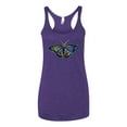 thumbnail image 2 of Wild Bobby, Colorful Rainbow Patterned Butterfly Animal Lover Tri-Blend Racerback Tank Top, Purple Rush, Small, 2 of 3