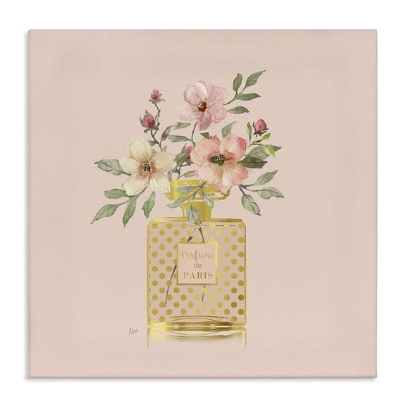 Stupell Industries Glam Perfume Bouquet Botanical & Floral Painting Gallery Wrapped Canvas Art Print Wall Art, 17 x 17