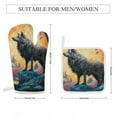 thumbnail image 2 of Colorful Lone Wolf Oven And Pot Holders Sets, Heat Resistant Pads Kitchen Decor for Cooking Baking BBQ Grilling, Christmas Kitchen Gifts, 2 of 6