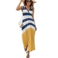 thumbnail image 2 of Blue And White Stripes with Yellow Sleeveless Dress Dresses Women Summer Evening Dresses Ladies Bohemia Long Dresses, 2 of 9