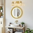 thumbnail image 2 of Deyidn 3-Light Gold Bathroom Vanity Light, 18.9" Dimmable Modern Wall Mirror Light Fixture with Cylinder Crystal Shades for Bathroom, Powder Room, 2 of 10
