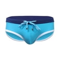 thumbnail image 7 of ZQUUVOU Men's Swim Briefs Solid Padded Bikini Swimsuit Quick Dry Low Rise Drawstring Bikini Beach Swimwear Surf Swimming Briefs Sky Blue, 7 of 7