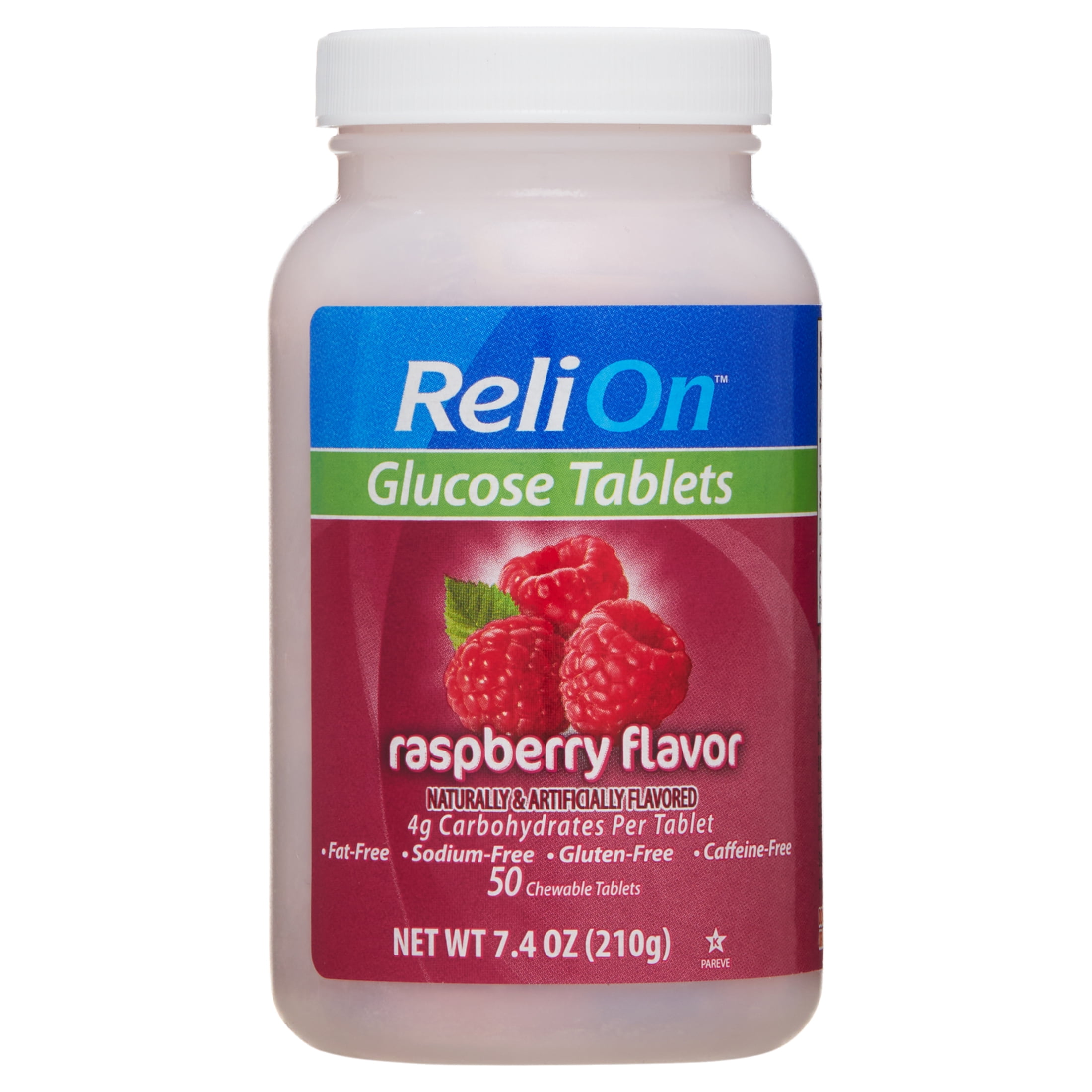 ReliOn Raspberry Glucose Tablets, 50 Count