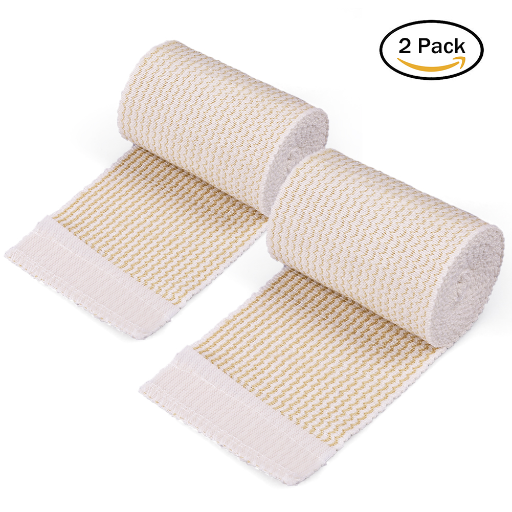 Cotton Elastic Bandage Compression Wrap with HookandLoop Closure on
