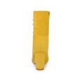 thumbnail image 2 of BLISSFUL STEP Women's Ankle Boots Slouch Pointy Toe Chunky Heel Side Zip Faux Suede Booties Yellow 6, 2 of 7