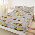 thumbnail image 3 of Homewish Excavator Bulldozer Print Twin Sheet Sets,Construction Vehicle Theme Twin Fitted Sheet,Gray Yellow Flat Sheet For Kids,Microfiber Bedroom Decor,3pcs, 3 of 7