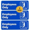 thumbnail image 1 of Employees Only Sign: Easy to Mount Informative Plastic Sign with Symbols 9"x3", Pack of 3 (Blue), 1 of 4