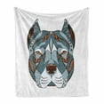 thumbnail image 1 of Pitbull Soft Flannel Fleece Throw Blanket, Zentangle Style Terrier Head Portrait Hand Drawn Ornament Canine Dog Animal, Cozy Plush for Indoor and Outdoor Use, 50" x 60", Multicolor, by Ambesonne, 1 of 6