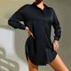 thumbnail image 5 of Camisa de pijama de seda helada para mujer: ropa sexy para estar por casa, manga larga, tejido de poliéster, adecuada para primavera/verano, corte holgado, 5 of 8