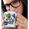 thumbnail image 2 of 3drose, Funny Cool T-rex Dinosaur Playing Table Tennis or Ping Pong Sports, 11oz Mug, 2 of 6