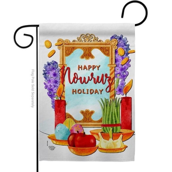 Ornament Collection G192464-BO Persian Style New Year Celebration Nowruz Double-Sided Decorative Garden Flag, Multi Color