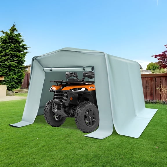 Motorcycle Outdoor Storage Shed, Carport with Roll-up Door, Carport for Motorcycle, Bike 3*1.8*1.8m/10*6*6ft Grey