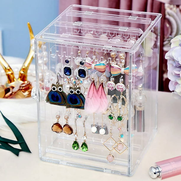 Plastic Jewelry Storage Box Earring Display Stand Organizer Holder