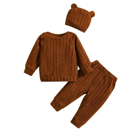 

Ydojg Winter Outfit Set For Boys Girls Autumn And Children S Wear Bear Hat Three Piece Suit Cute Pullover Pants And Hat For 3-6 Months