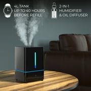 Everlasting Comfort 4L Cool Mist Humidifier for Bedroom, Black – Filterless, Quiet Ultrasonic Humidifier with Essential Oil Tray