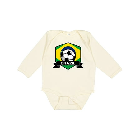 

Inktastic Soccer Brazil Flag Banner Gift Baby Boy or Baby Girl Long Sleeve Bodysuit