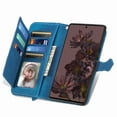thumbnail image 5 of Cowithday for Google Pixel 7 Wallet Case for Men Women, Pixel 7 5G Cover, Embossed PU Leather Magnet Buckle Card Slots Zipper Pocket Lanyard Wrist Strap Handbag All-inclusive Protective Case, Blue, 5 of 9
