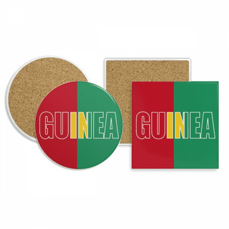 

Guinea Country Flag Name Coaster Cup Mug Holder Absorbent Stone Cork Base Set