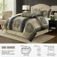thumbnail image 6 of Lanco Medallion 7 Piece Navy Comforter Set, King Size Jacquard Bedding, All Season Bedding Set, Bed Skirt, Pillows & Shams, 6 of 7